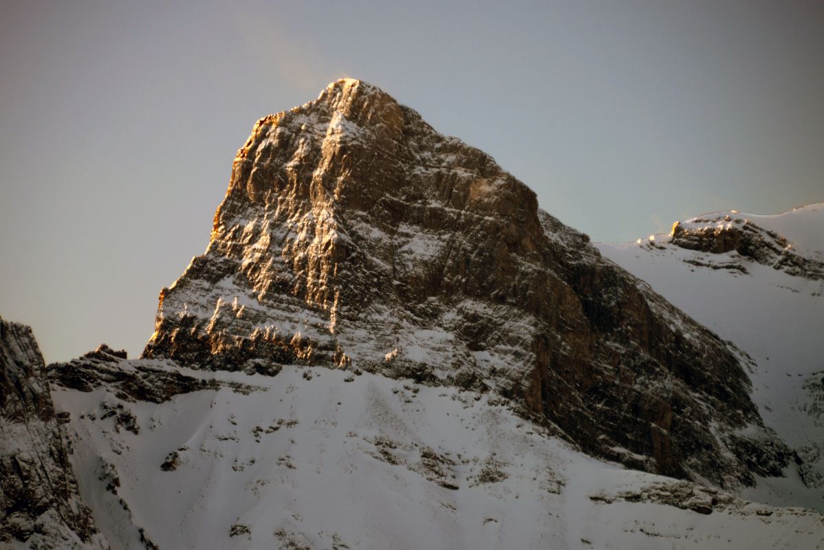 08B The Three Sisters Hope Peak Close Up From Canmore In Winter Just After Sunrise
